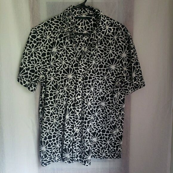 Perry Ellis Abstract Button-Front Shirt Short Sleeve Men's Size XL - Picture 1 of 10